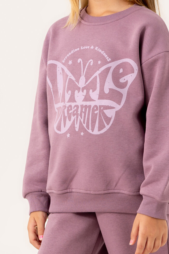 Kız Çocuk Mor Little Dreamer Baskılı 5-9 Yaş Takım - 3558-1