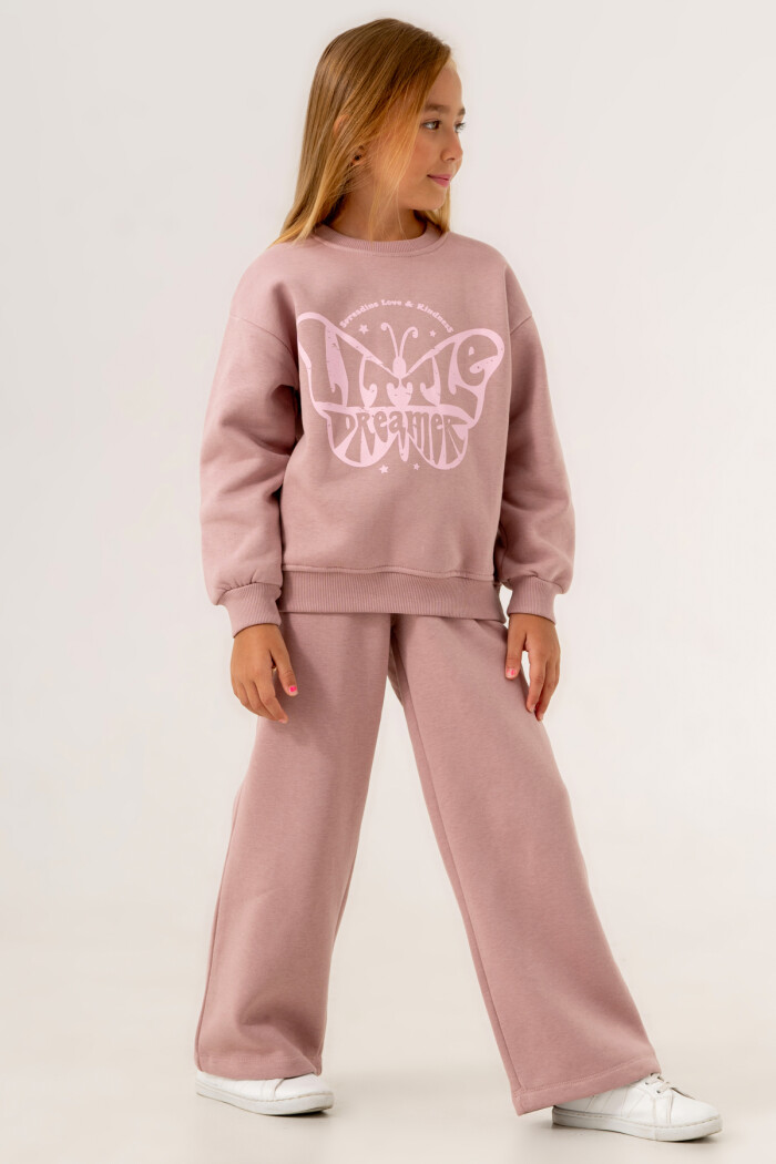 Kız Çocuk Pudra Little Dreamer Baskılı 5-9 Yaş Takım - 3558-2