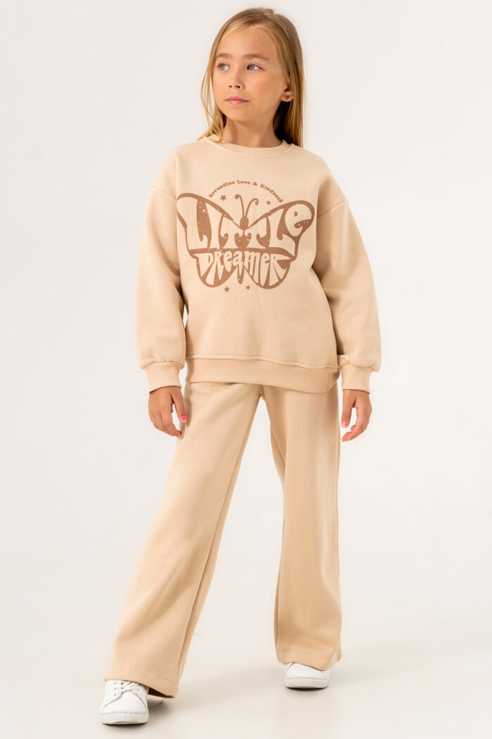 Kız Çocuk Bej Little Dreamer Baskılı 5-9 Yaş Takım - 3558-6