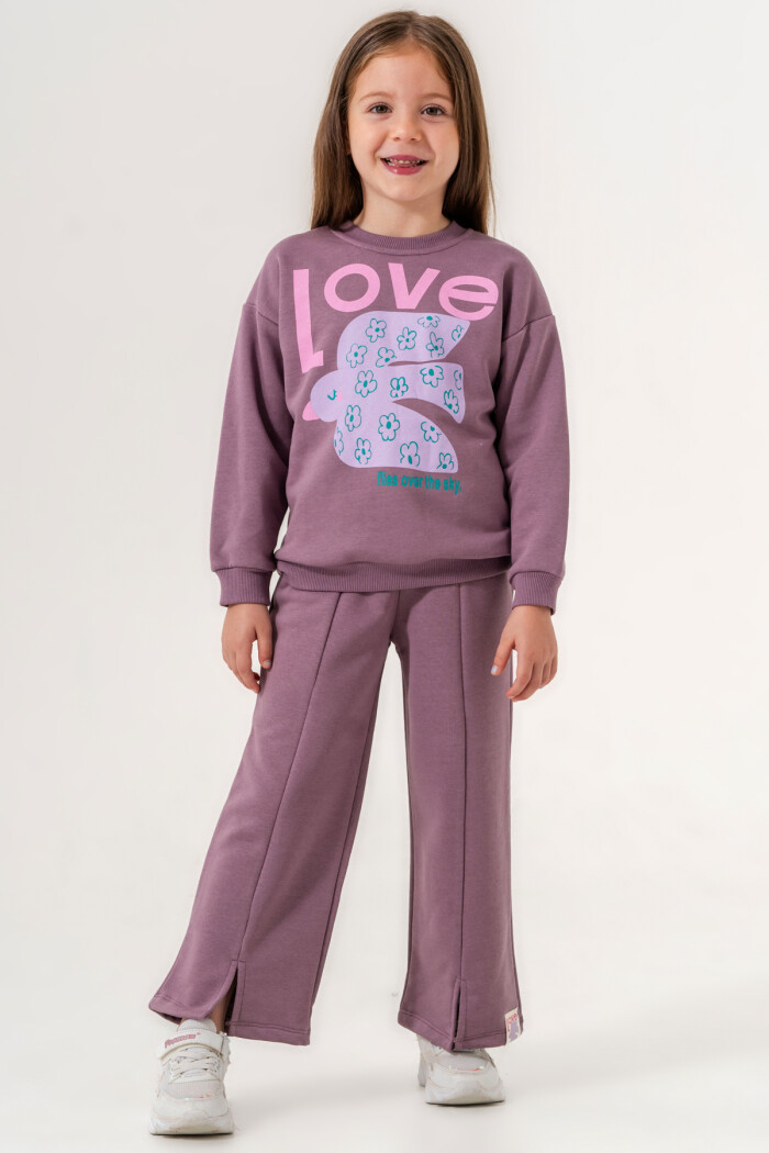 Mor Love Baskılı 1-5 Yaş Takım - 3503-1
