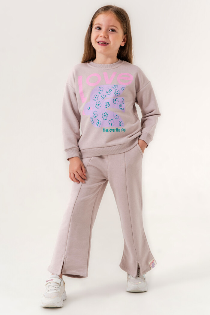 Lila Love Baskılı 1-5 Yaş Takım - 3503-3