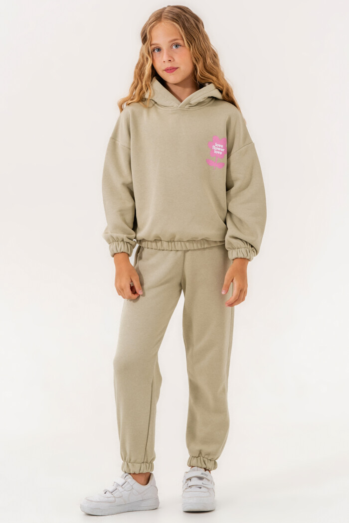 Yeşil Love Flower Love Baskılı 5-9 Yaş Takım - 3506-2