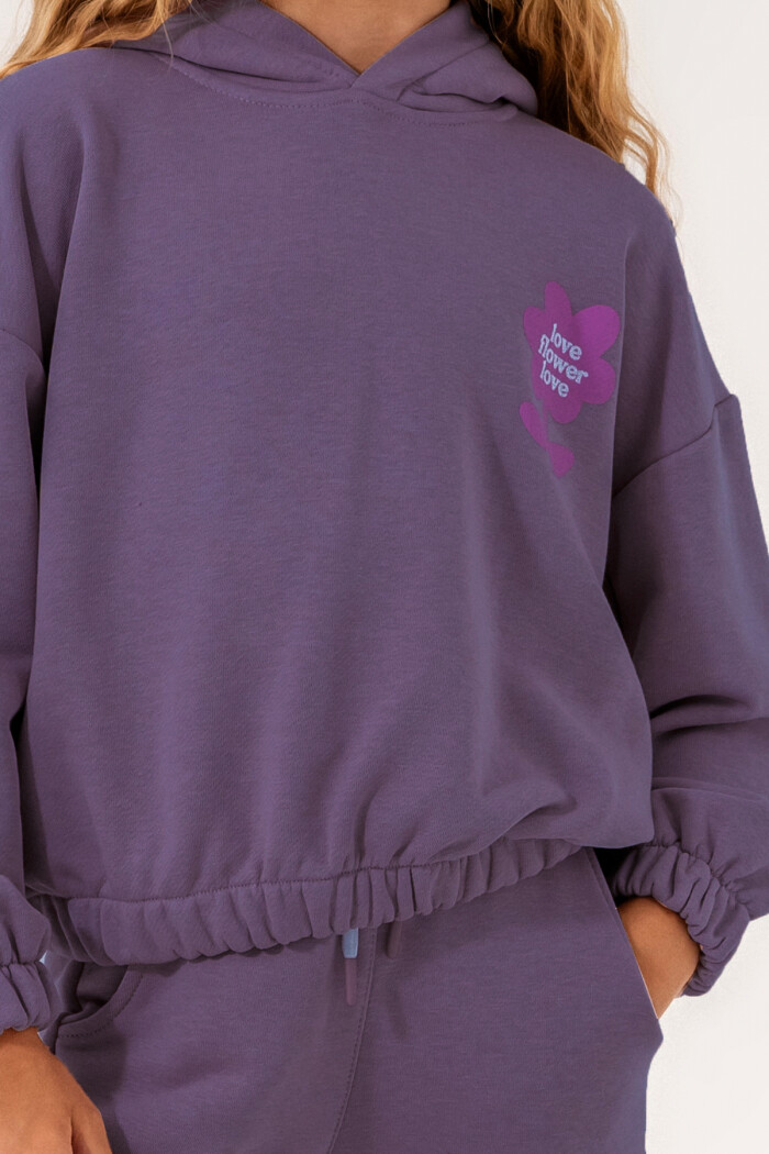 Mor Love Flower Love Baskılı 5-9 Yaş Takım - 3506-5