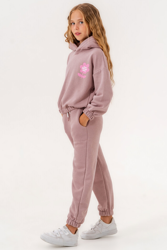 Gül Kurusu Love Flower Love Baskılı 5-9 Yaş Takım - 3506-6