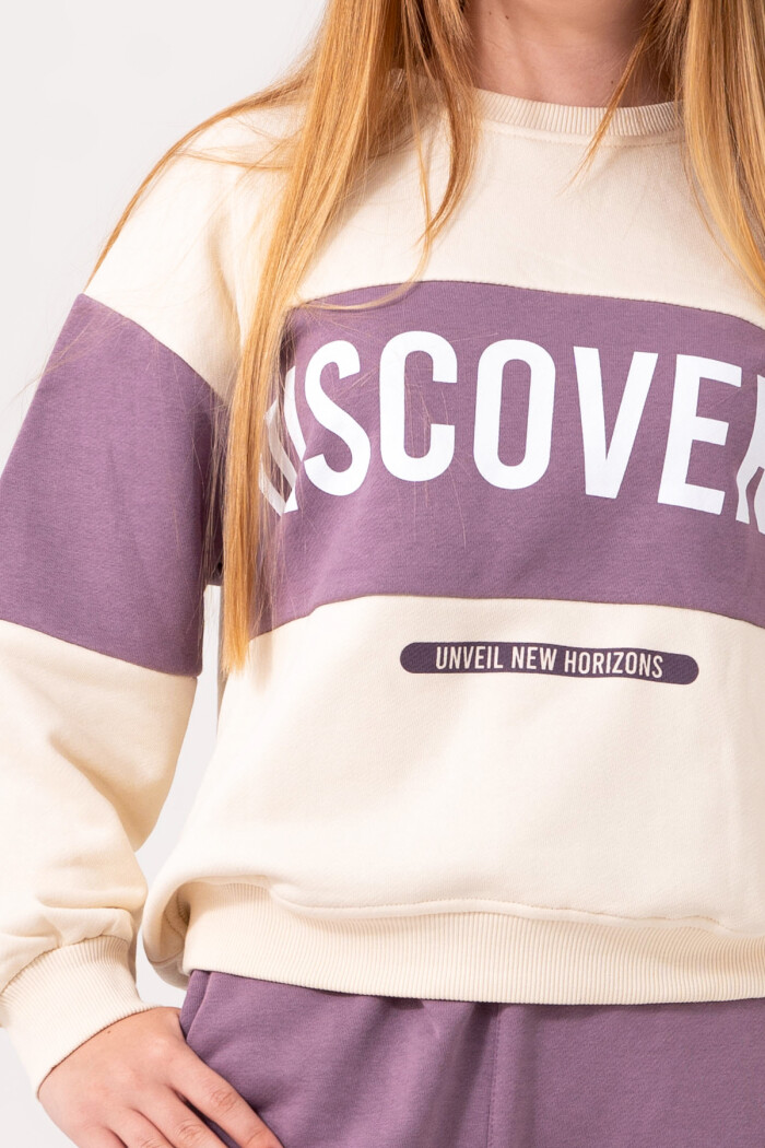 Kız Çocuk Mor Baskılı 8-12 Yaş Takım - 3548-1