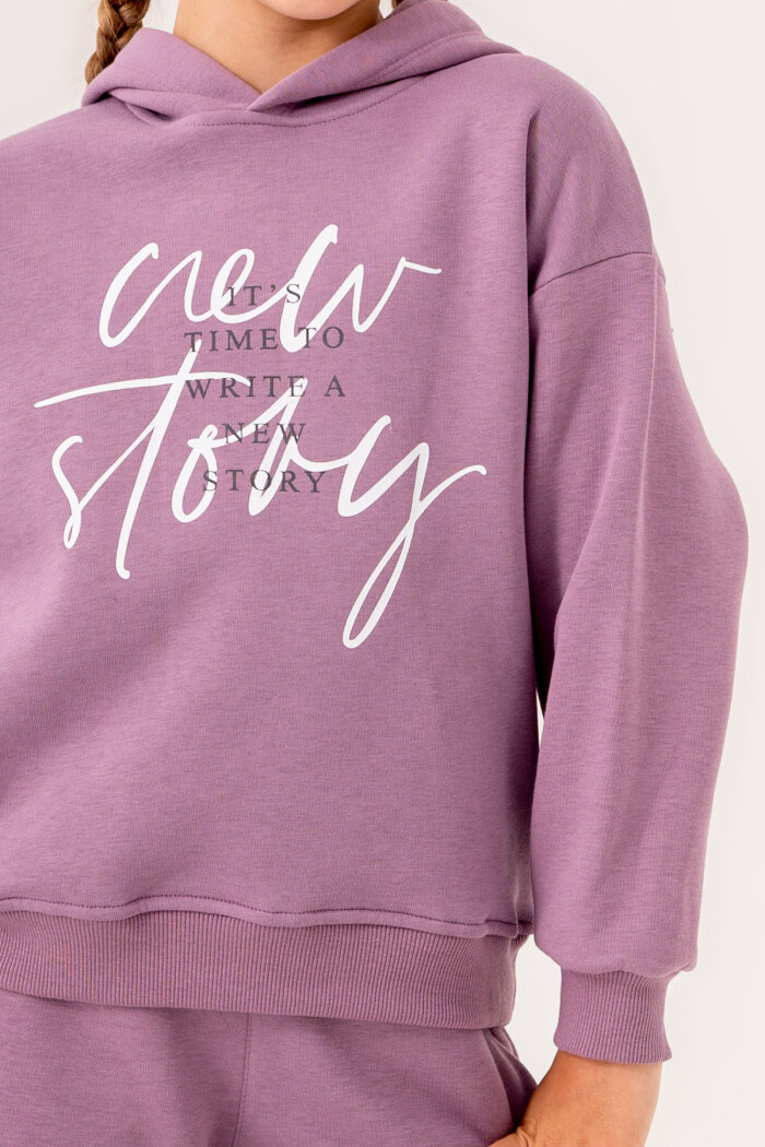 Kız Çocuk Mor Its Time To Write A New Story Baskılı 5-9 Yaş Takım - 3561-2