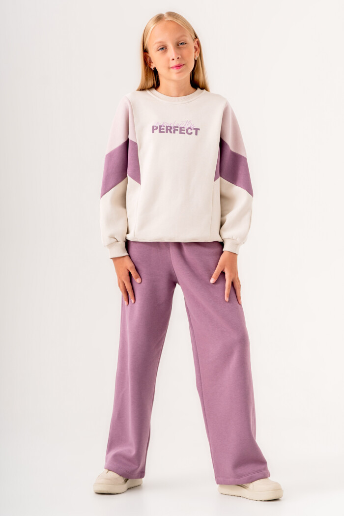 Kız Çocuk Mor Perfect Baskılı 8-12 Yaş Takım - 3550-1