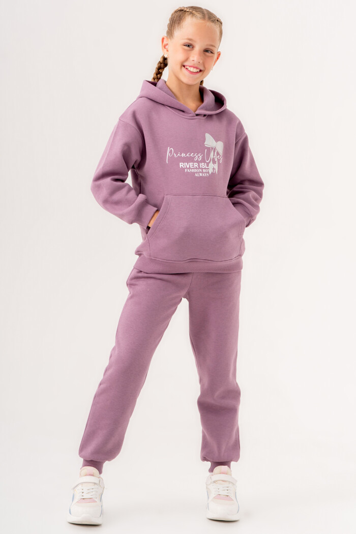 Kız Çocuk Mor River Island Baskılı 5-9 Yaş Takım - 3566-4