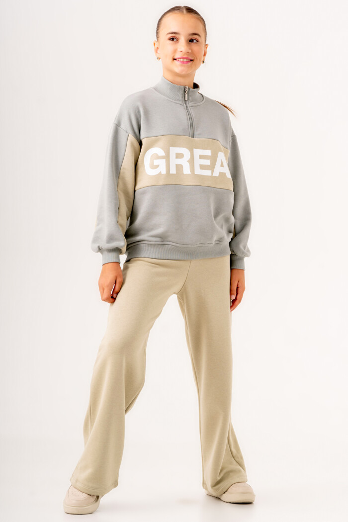 Kız Çocuk Yeşil Great Baskılı 8-12 Yaş Takım - 3580-4