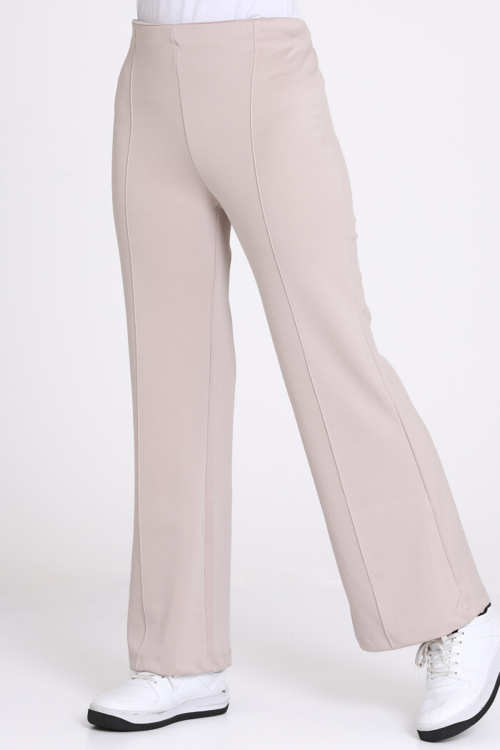 Krem Nervür Dikişli 5-13 Yaş Pantolon - 2513-3