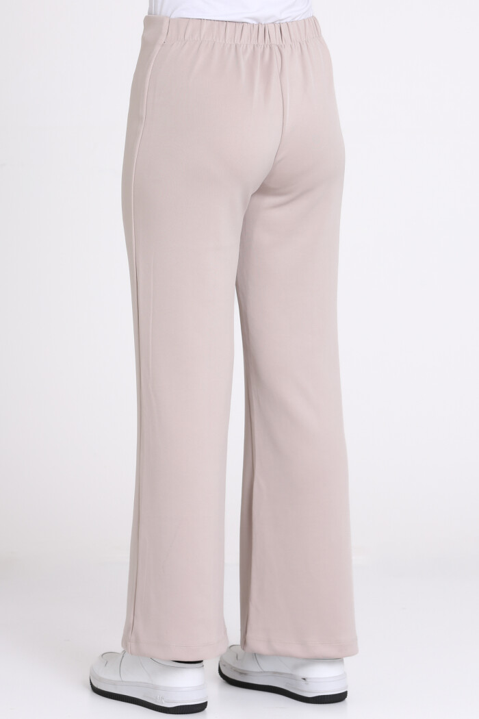 Krem Nervür Dikişli 5-13 Yaş Pantolon - 2513-3