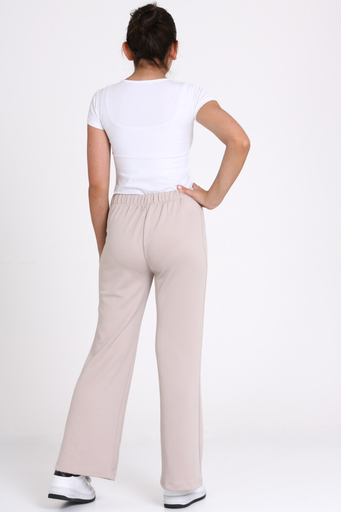 Krem Nervür Dikişli 5-13 Yaş Pantolon - 2513-3