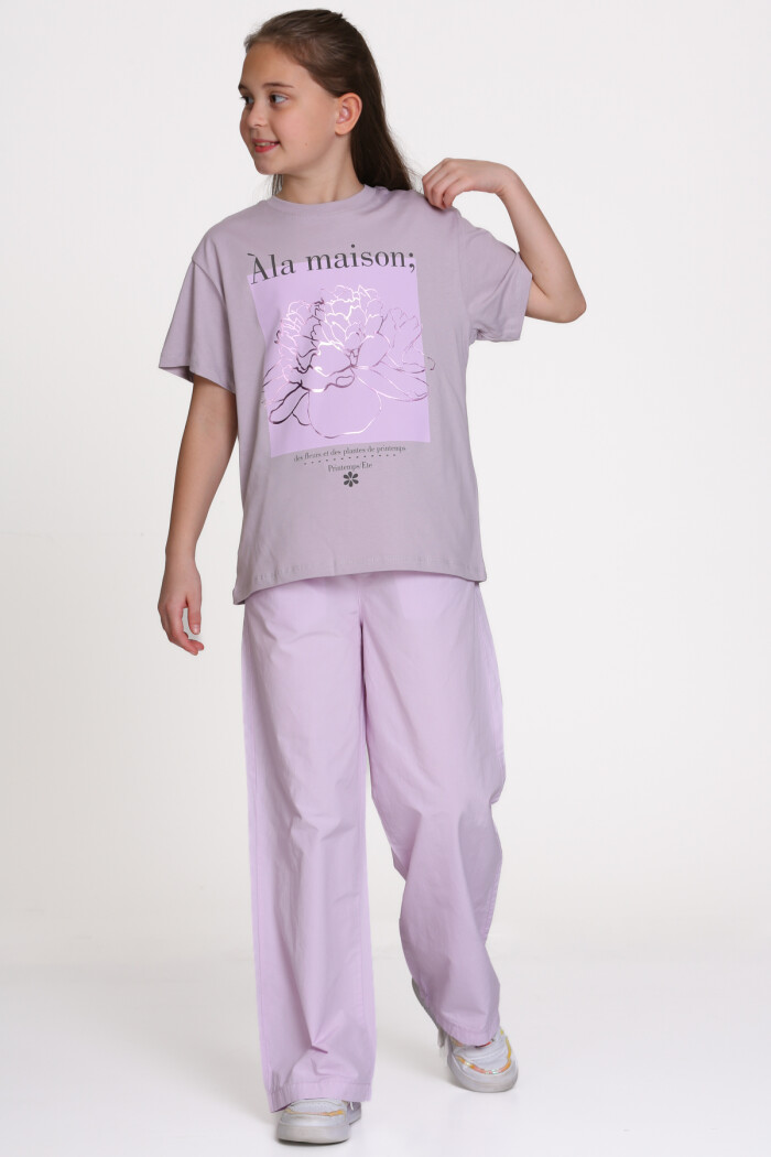 Lila Ala Maison Baskılı 9-13 Yaş Takım - 2485-4