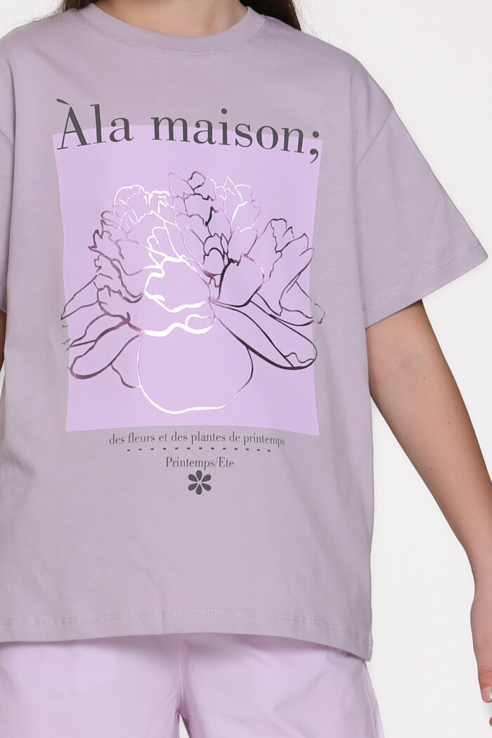 Lila Ala Maison Baskılı 9-13 Yaş Takım - 2485-4