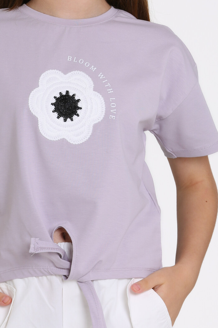 Lila Bloom With Love Baskılı 5-13 Yaş Tişört - 2520-4