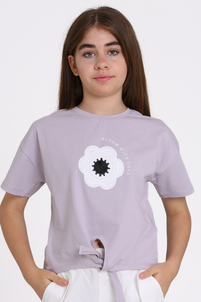Lila Bloom With Love Baskılı 5-13 Yaş Tişört - 2520-4