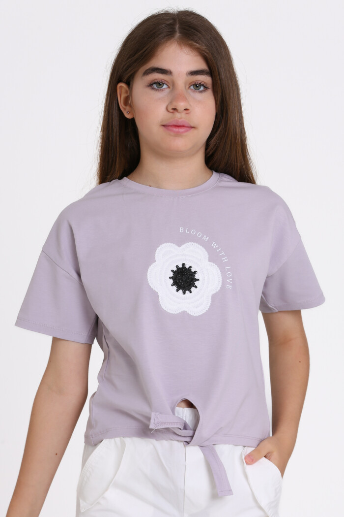 Lila Bloom With Love Baskılı 5-13 Yaş Tişört - 2520-4