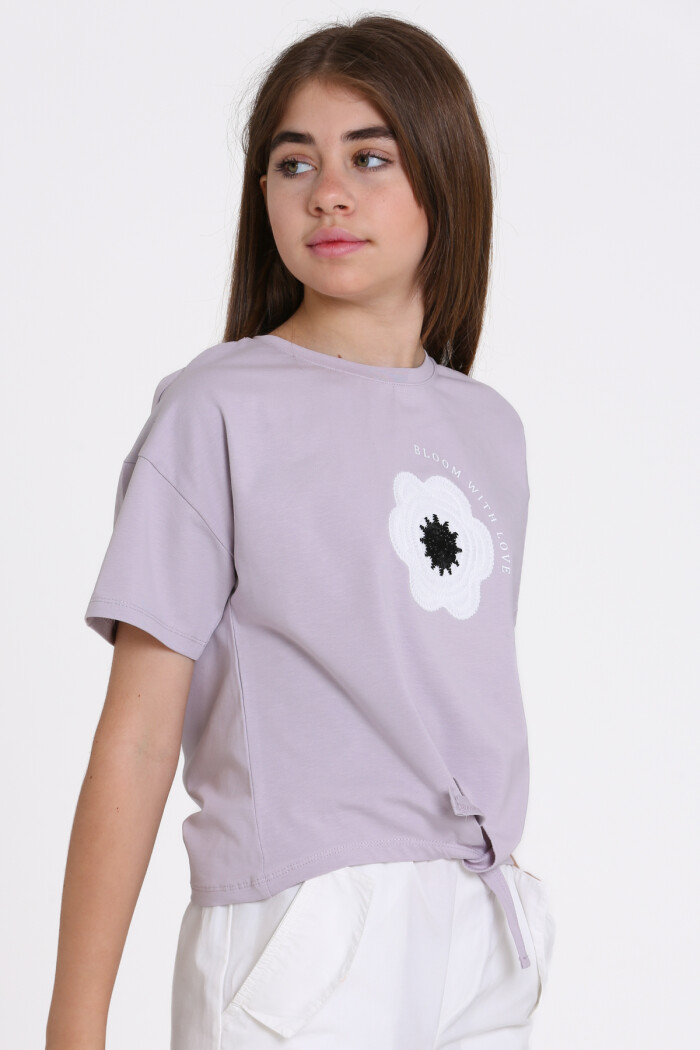 Lila Bloom With Love Baskılı 5-13 Yaş Tişört - 2520-4