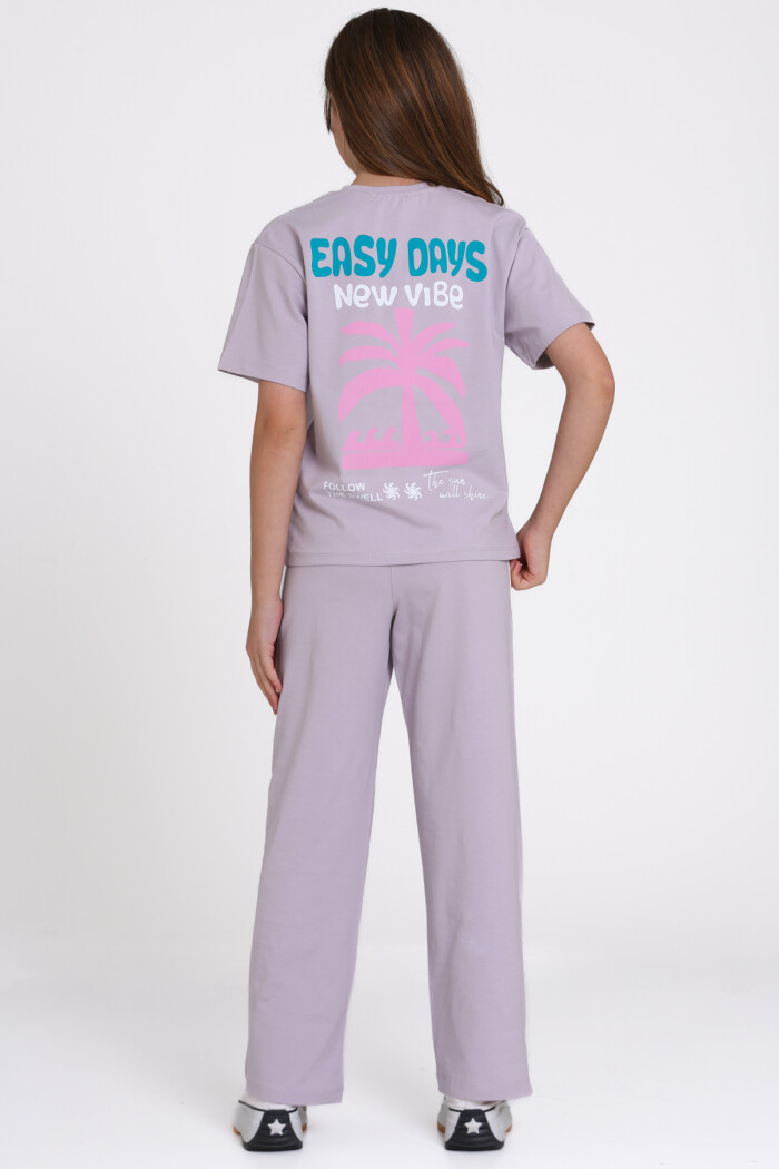 Lila Easy Days New Vibe Baskılı 8-12 Yaş Takım - 2545-3