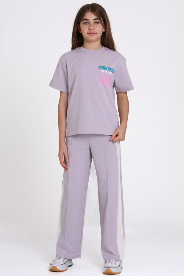 Lila Easy Days New Vibe Baskılı 8-12 Yaş Takım - 2545-3