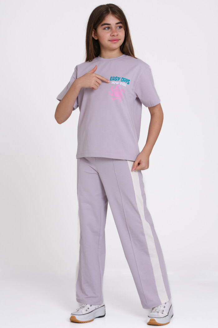 Lila Easy Days New Vibe Baskılı 8-12 Yaş Takım - 2545-3