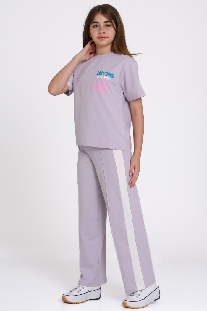 Lila Easy Days New Vibe Baskılı 8-12 Yaş Takım - 2545-3