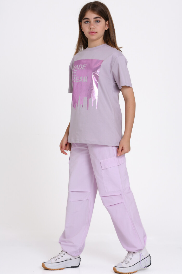 Lila Made Me Dream Baskı 9-13 Yaş Takım - 2486-3