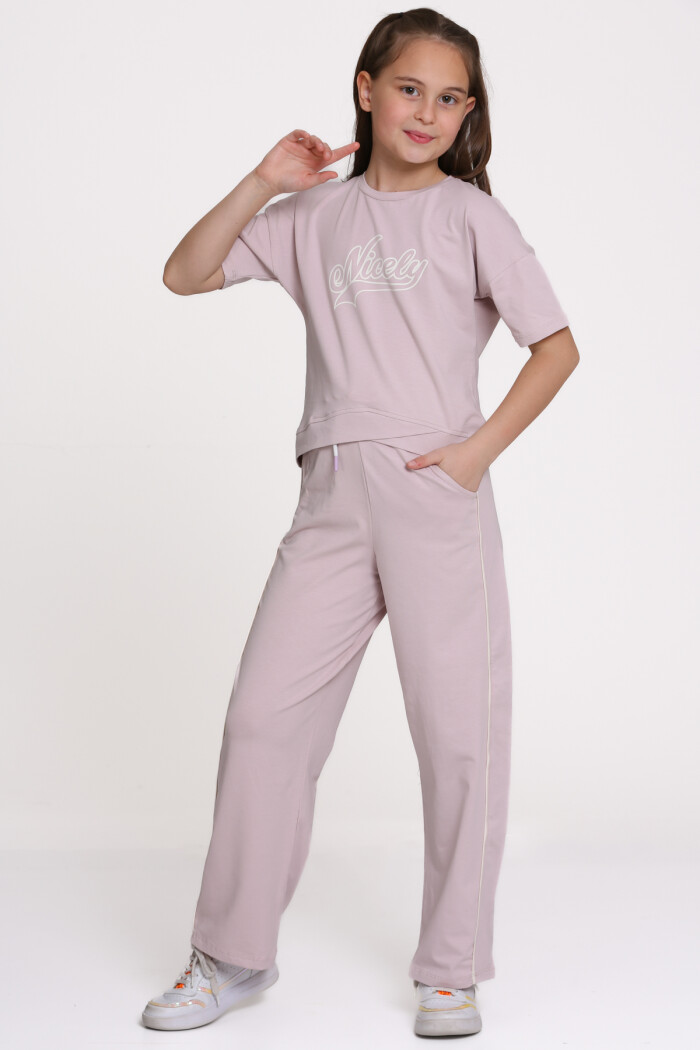 Lila Nicely Baskılı 8-12 Yaş Takım - 2457-3