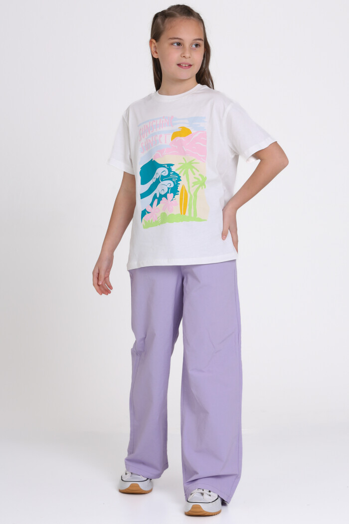 Lila Sunshine Fun Baskılı 9-13 Yaş Takım - 2484-3