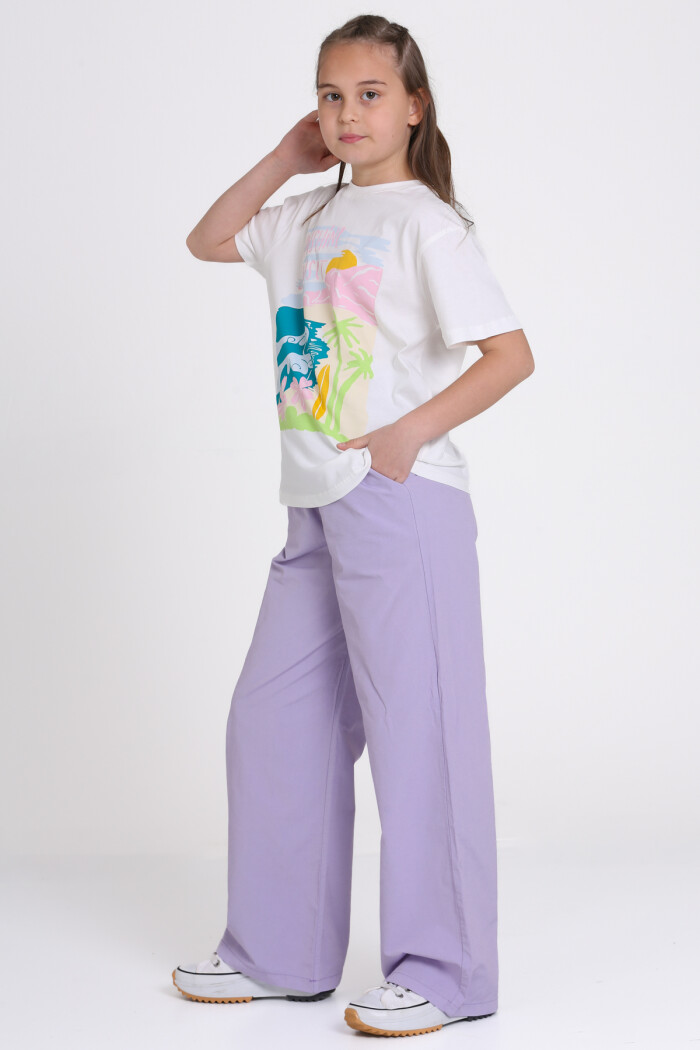 Lila Sunshine Fun Baskılı 9-13 Yaş Takım - 2484-3