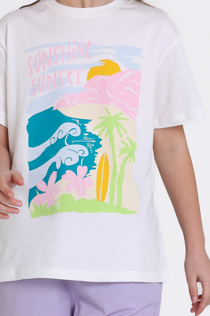 Lila Sunshine Fun Baskılı 9-13 Yaş Takım - 2484-3