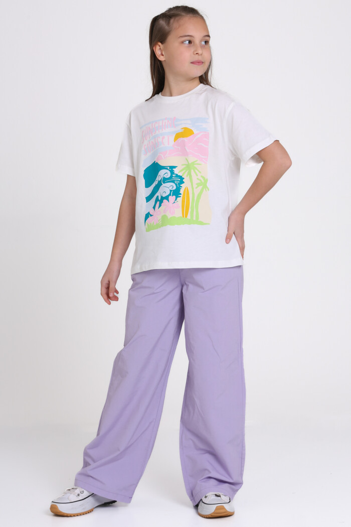 Lila Sunshine Fun Baskılı 9-13 Yaş Takım - 2484-3