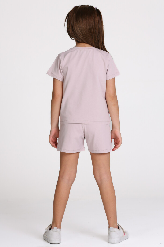 Lila Tropical Vibes Baskılı 3-7 Yaş Takım - 2509-3