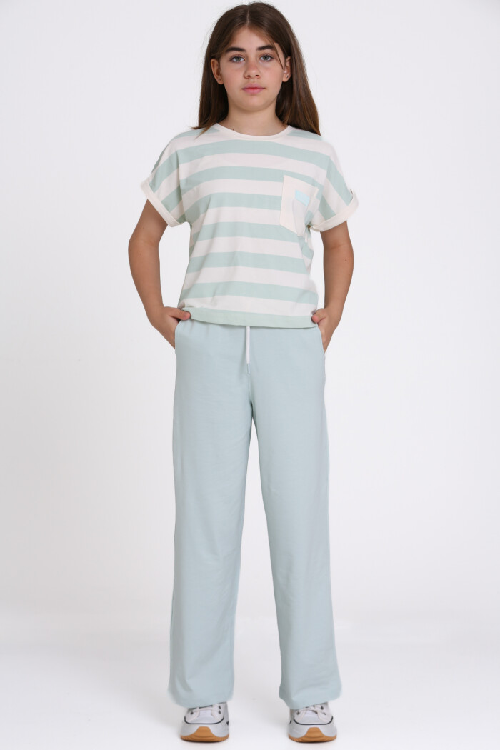 Mavi Çizgili Baskılı 8-12 Yaş Takım - 2458-4