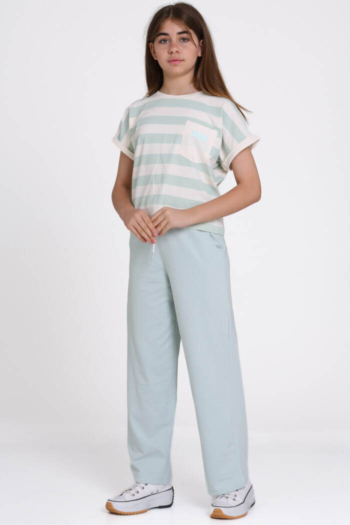 Mavi Çizgili Baskılı 8-12 Yaş Takım - 2458-4