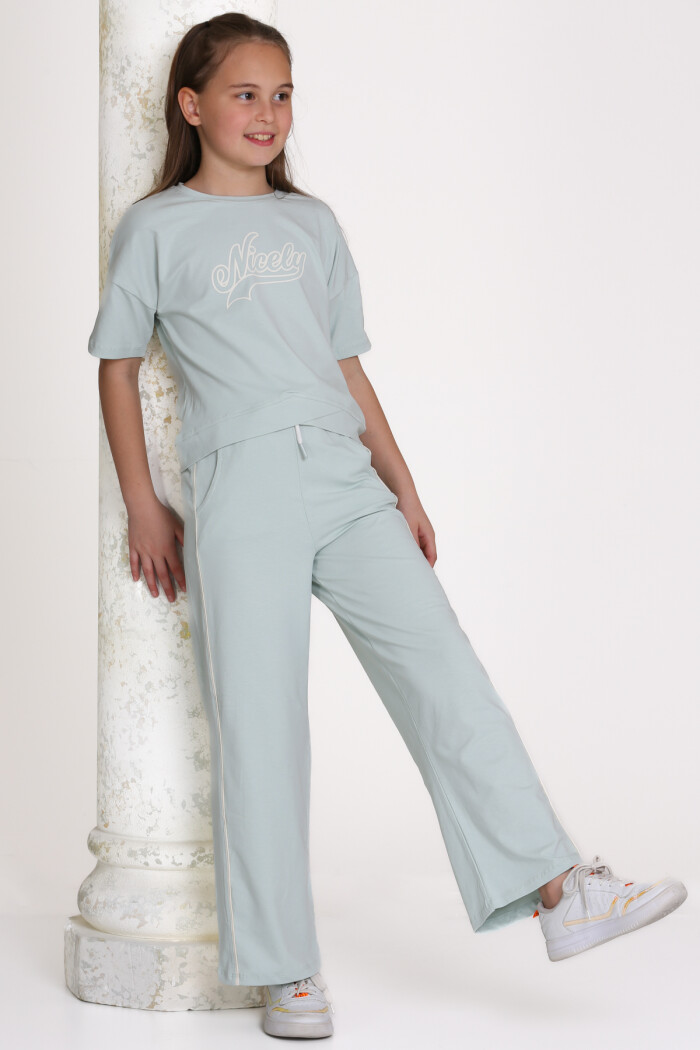 Mavi Nicely Baskılı 8-12 Yaş Takım - 2457-4