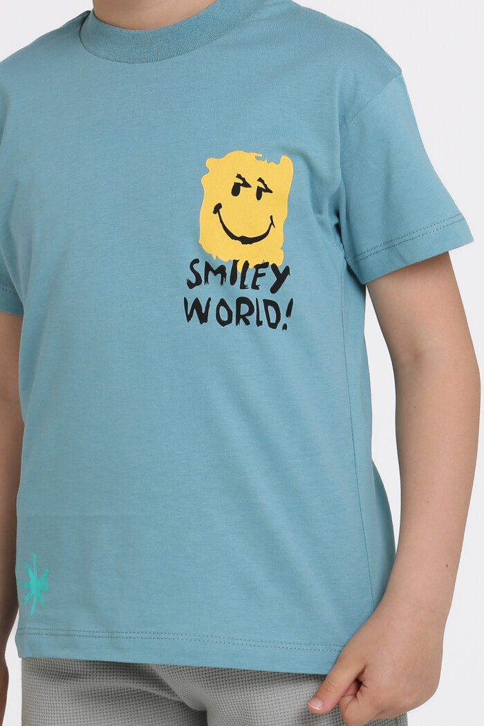 Mavi Smiley World! Baskılı 5-9 Yaş Takım - 81406-3