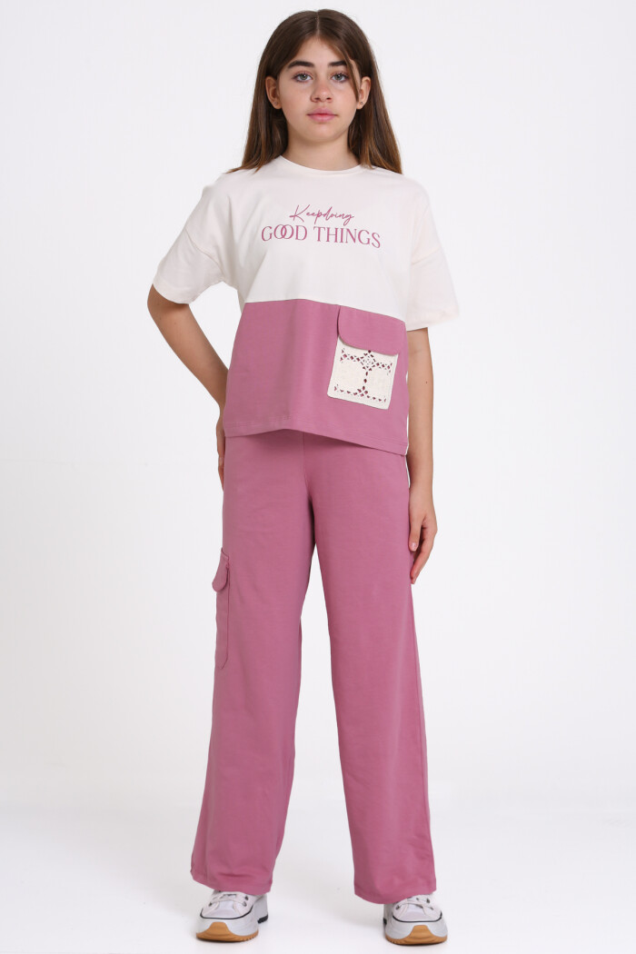 Mürdüm Keep Doing Good Things Baskılı 8-12 Yaş Takım - 2448-5