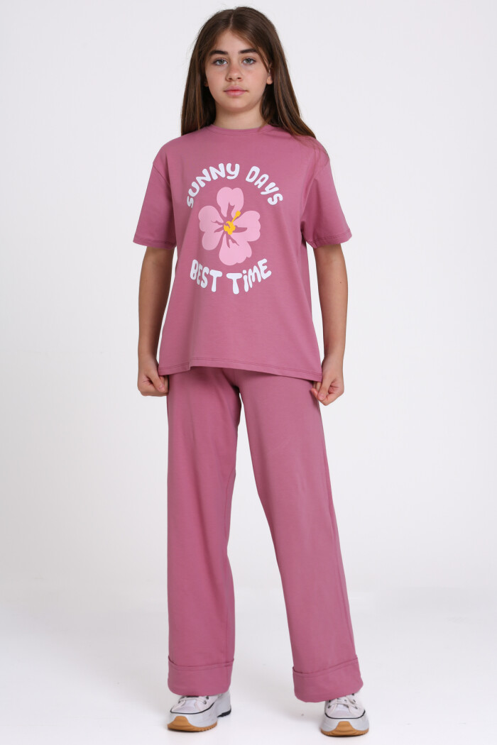 Mürdüm Sunny Days Best Time Baskılı 8-12 Yaş Takım - 2544-5