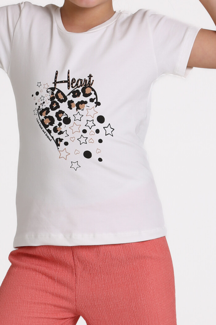 Nar Çiçeği Heart Baskılı 3-8 Yaş Takım - 81416-1