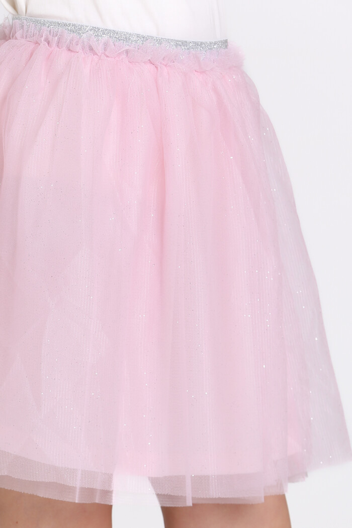 Pembe Simli Tüllü 4-13 Yaş Etek - 81408-3