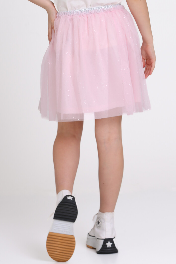 Pembe Simli Tüllü 4-13 Yaş Etek - 81408-3