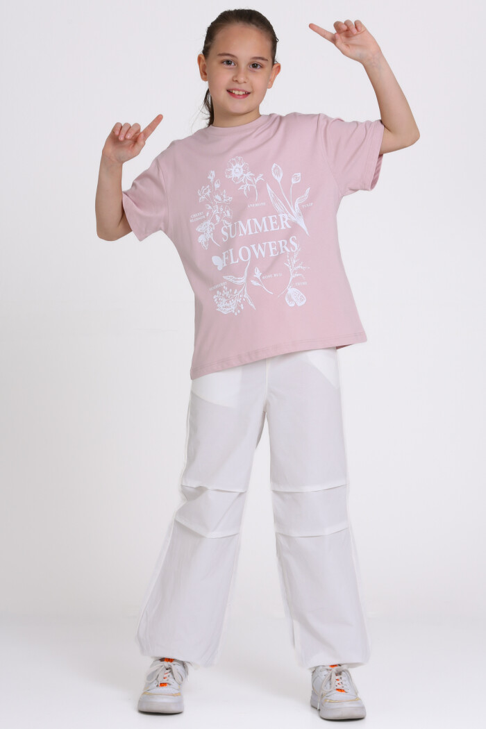 Pudra Summer Flowers Baskılı 9-13 Yaş Takım - 2482-1