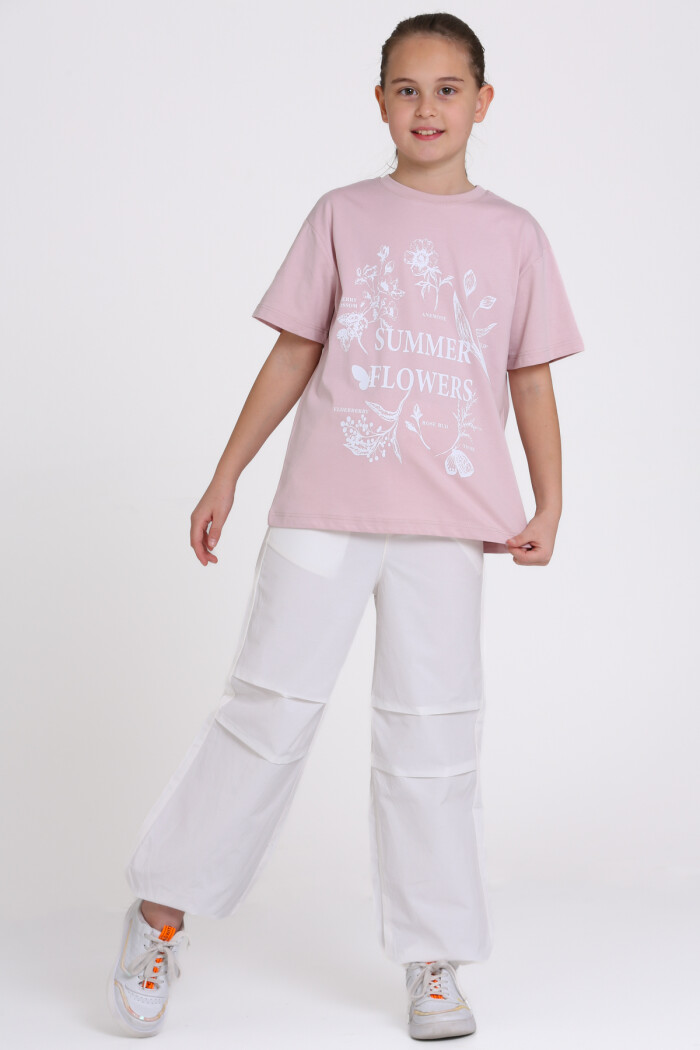 Pudra Summer Flowers Baskılı 9-13 Yaş Takım - 2482-1