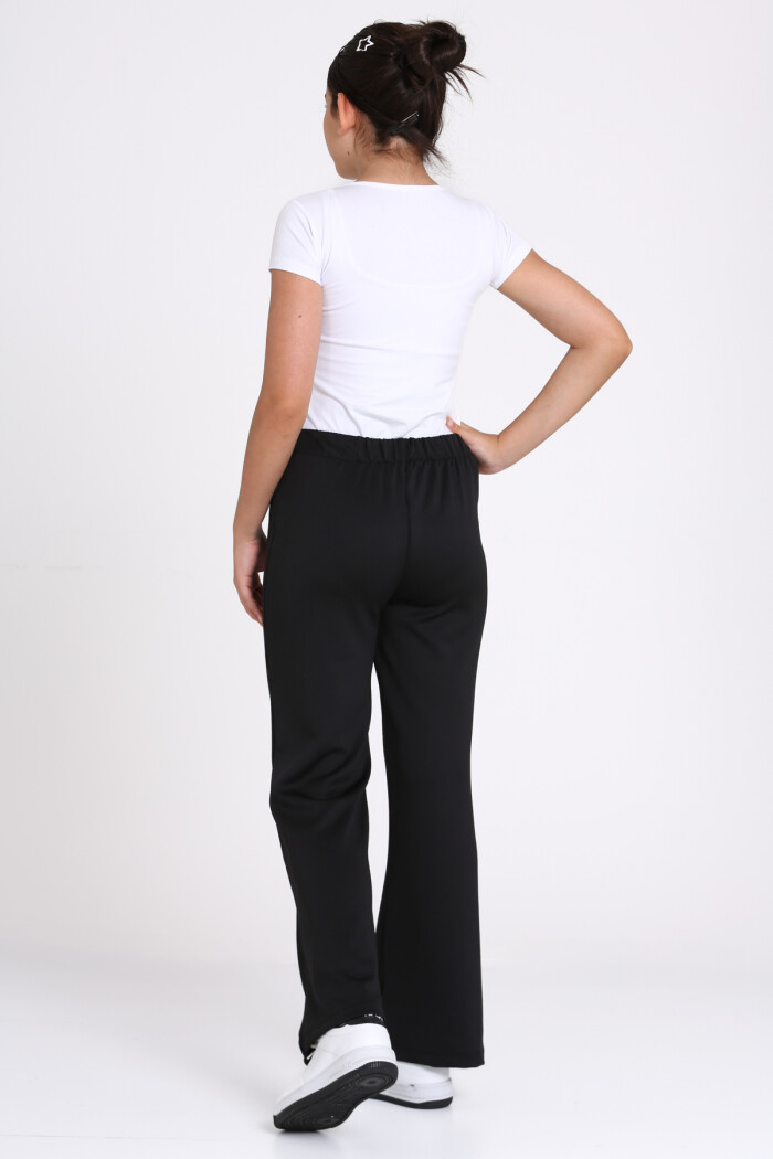 Siyah Nervür Dikişli 5-13 Yaş Pantolon - 2513-1