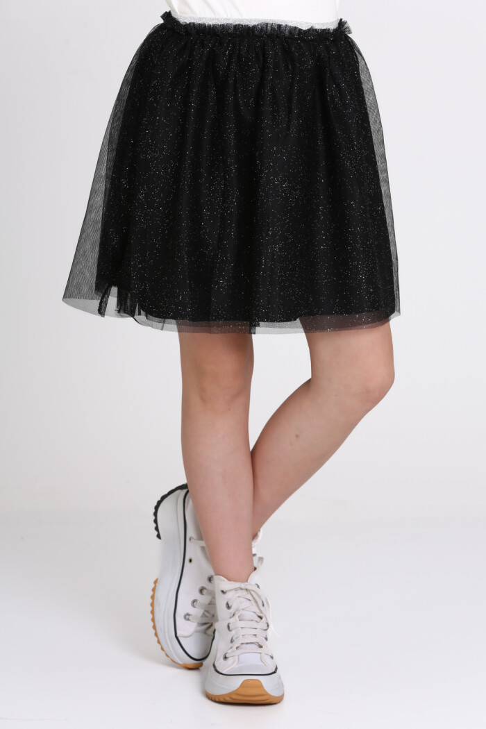 Siyah Simli Tüllü 4-13 Yaş Etek - 81408-4