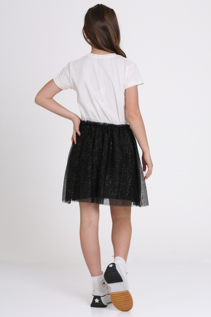 Siyah Simli Tüllü 4-13 Yaş Etek - 81408-4