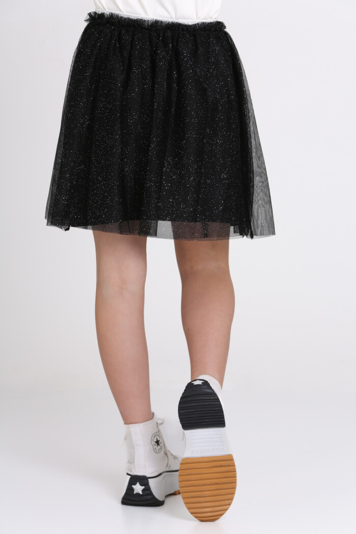 Siyah Simli Tüllü 4-13 Yaş Etek - 81408-4