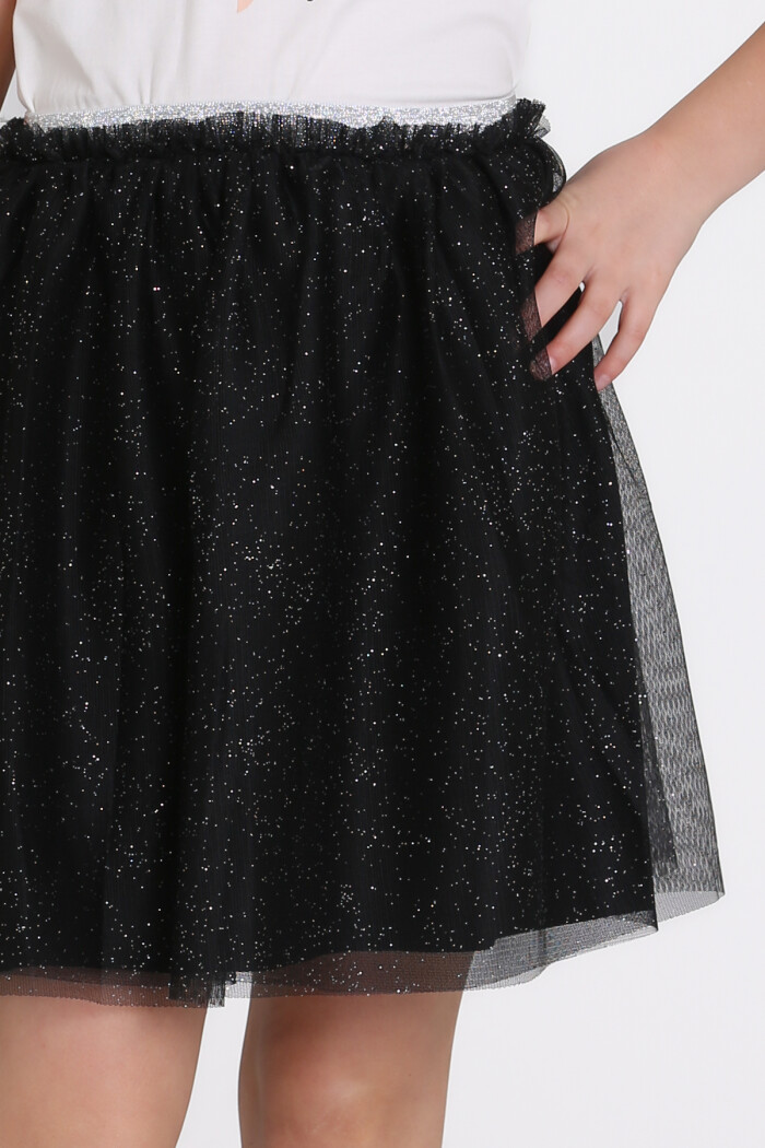 Siyah Simli Tüllü 4-13 Yaş Etek - 81408-4