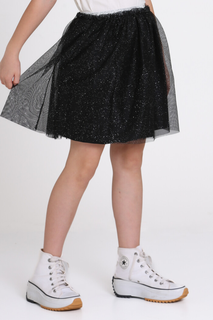 Siyah Simli Tüllü 4-13 Yaş Etek - 81408-4